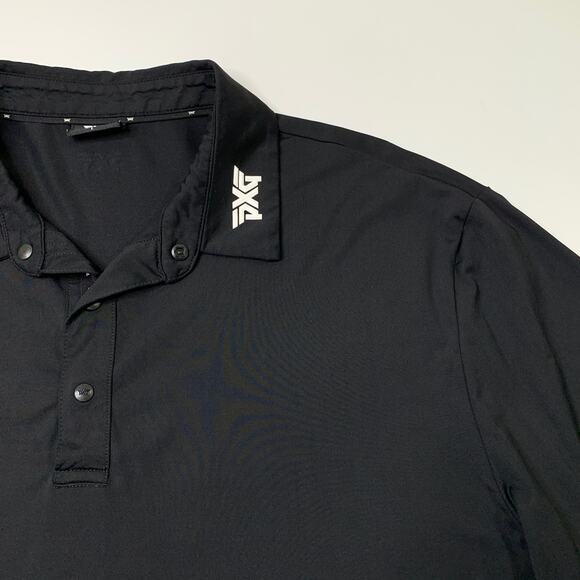 PXG Shirt Mens L Large Black Snap Button Polo Stretch Nylon Parsons Xtreme Golf - Picture 3 of 9
